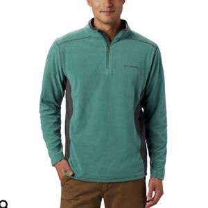 Columbia Men's Teal and Gray 1/4 Zip Fleece Sweater